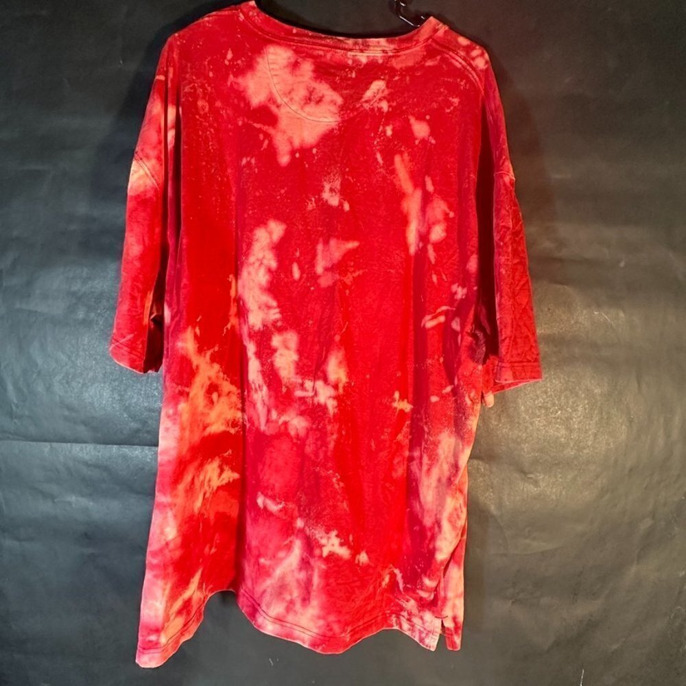 Duluth 2XL XXL Tee Shirt Red Tie Dye Bleach Acid Wash Long Distressed Grunge